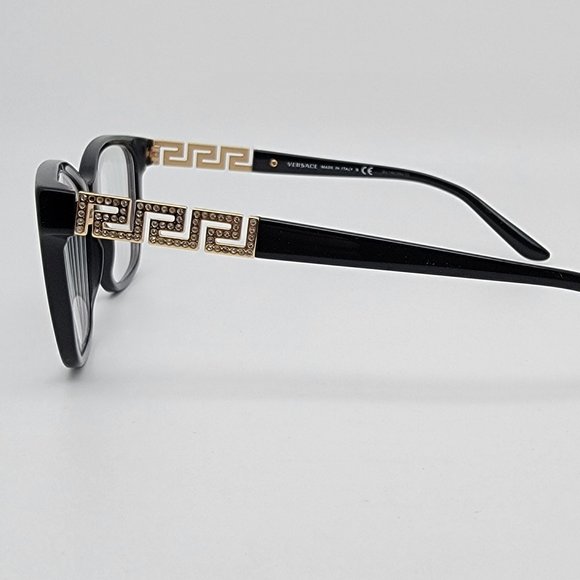 *SOLD* Versace Mod. 3192-B GB1 Gloss Black Gold Rhinestone Eyeglasses Frame 54mm - Picture 3 of 14